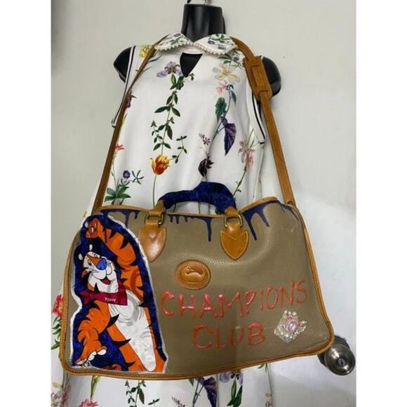 Dooney And Bourke Vintage Large Customized Blue Brown Leather Cross Body… - Picture 8 of 12